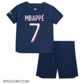 Dječji Nogometni Dres Paris Saint-Germain Kylian Mbappe #7 Domaci 2023-24 Kratak Rukav (+ Kratke hlače)